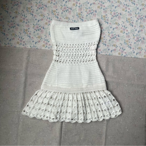 Miu Miu Dresses & Skirts - Miu Miu White Strapless Crochet Knit Dress